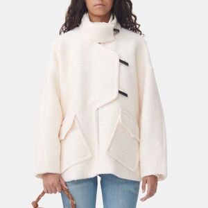 Ganni Boucle Wool Coat in off-white, EU 32/US 0